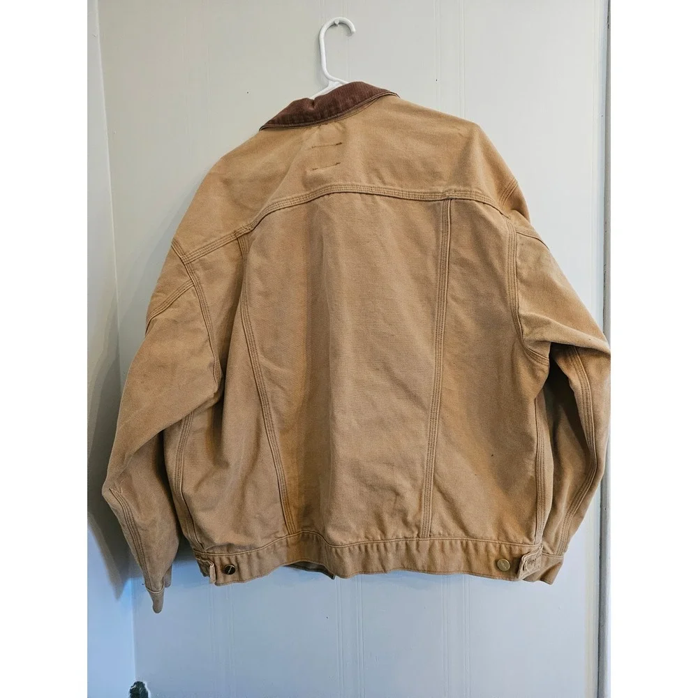 90s USA Vintage distressed Carhartt Tan Unlined Duck Trucker Jacket‎ Grunge y2k